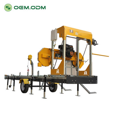Máquina de corte de troncos de madera con remolque portátil horizontal