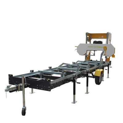 Máquina de corte de troncos de madera con remolque portátil horizontal