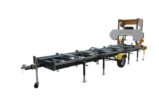 Máquina de corte de troncos de madera con remolque portátil horizontal