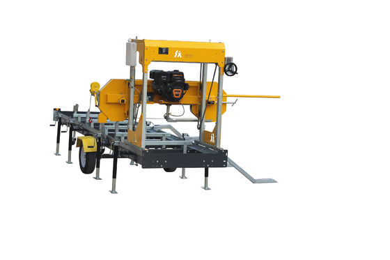 Máquina de corte de troncos de madera con remolque portátil horizontal
